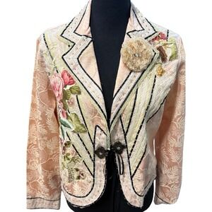 Elissa-Rose Embellished Blazer Jacket Floral Appliqué Lace Beaded Artwear